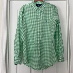 Green and white checkered Polo Button Down